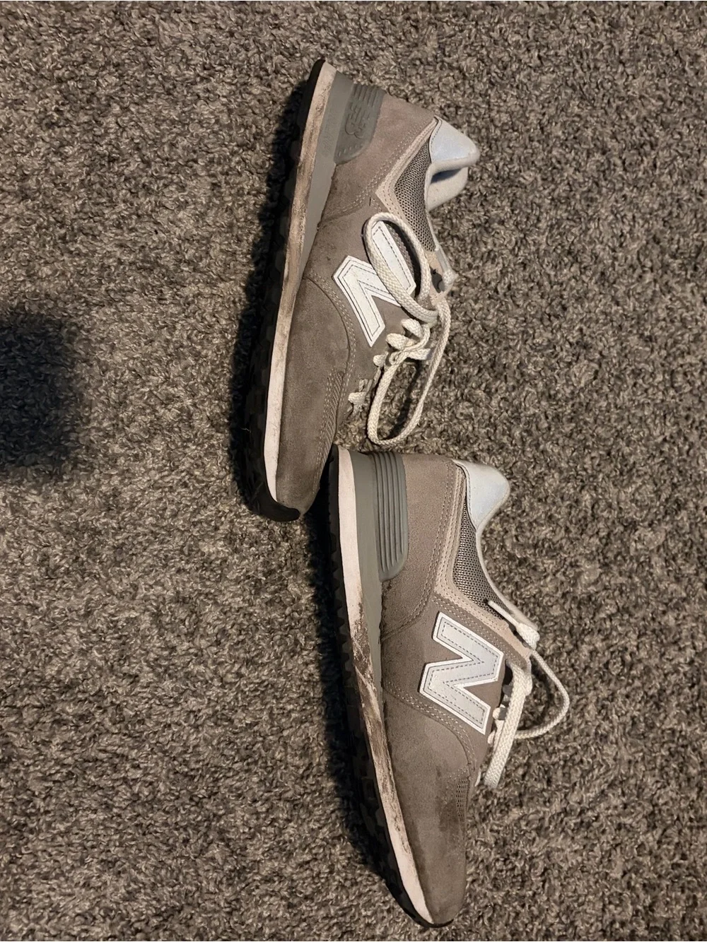 New Balance Kids Taupe and White Lace-Up Sneakers